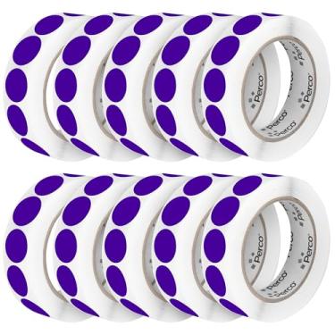 Imagem de Perco Etiquetas adesivas redondas perfuradas roxas de 2,5 cm — 10 rolos, 10.000 adesivos redondos — com adesivo permanente para gerenciamento de inventário, codificação de cores, vendas de garagem