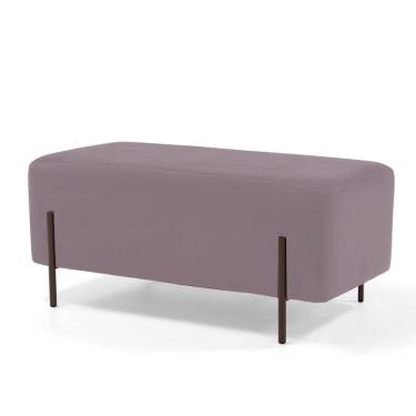 Imagem de Puff Decorativo 90cm Base Aço Status C-305 Veludo Rosê - Domi