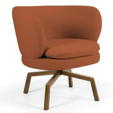 Imagem de Poltrona Decorativa Sala De Estar Melissa Base Ka Giratória Veludo C-262 Telha - Domi