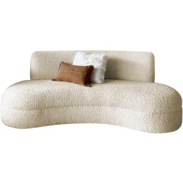 Imagem de Sofá Divã Curvo Sala De Estar Maria 180 Cm Bouclé Adj Decor Bege