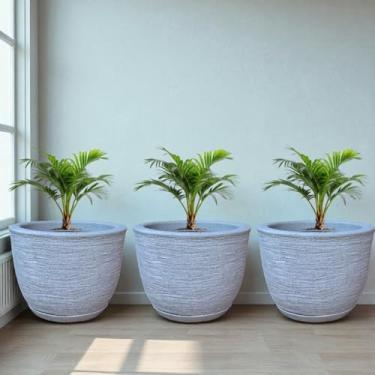 Imagem de Kit 3 Vasos para Plantas Decorativo Luxo Efeito Marmorizado (Marrom) (Cinza)