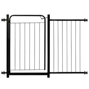 Imagem de Cercado Grade Segurança Bebê Cão Criança Portão Pet Dog Cercado Aço Carbono 109 à 114cm Com Extensor 40cm Preto - Itagold