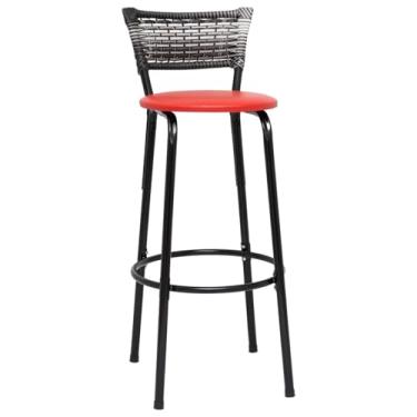 Imagem de Banqueta Alta Bancada Bar Confortável Moderno Design Resistente Estrutura Preta 01 Unidade - Itagold (Vermelho)