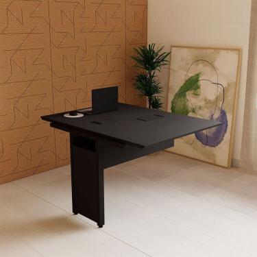 Imagem de Mesa Escrivaninha 90cm Auxiliar Plataforma de Acoplar com Caixa de Tomada para Escritório Corporate Preto