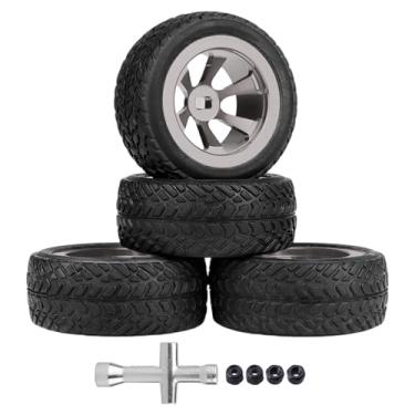 Imagem de AllinRC Pneus RC e aros pré-colados compatíveis com WLtoys K969 K989 P929 1/28 RC Drift Racing Car Off Road Buggy (cinza)