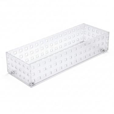 Imagem de Caixa Organizadora de Acrílico Transparente Multiuso Retangular 28x10x6cm Empilhável para Cozinha Banheiro e Escritório
