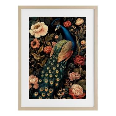 Imagem de Stupell Industries Impressão emoldurada vintage pavão em flores bétula sob vidro, design por Petal Prints Design, 20 x 14