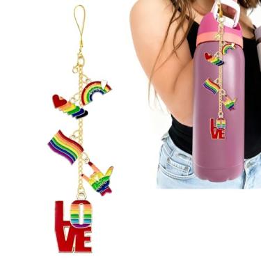 Imagem de Z-synka Alça de alça e pingente para garrafa de água Owala 680 g, 946 ml, 1,134 g, para acessórios Owala e acessórios Stanley Cup (arco-íris)