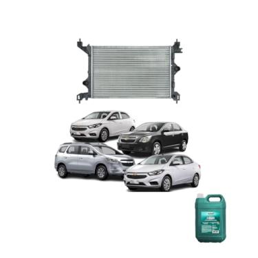 Imagem de Kit Radiador GM Cobalt/Spin/Prisma/Onix 2017 + Água Desmineralizada RadiadorNAQ 5L