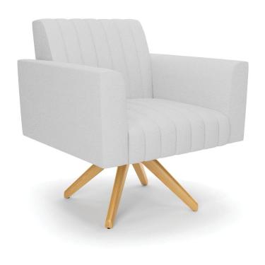 Imagem de Poltrona Giratória Viena Gomada Linho Cinza A05 Base De Madeira Ma30 - D'rossi