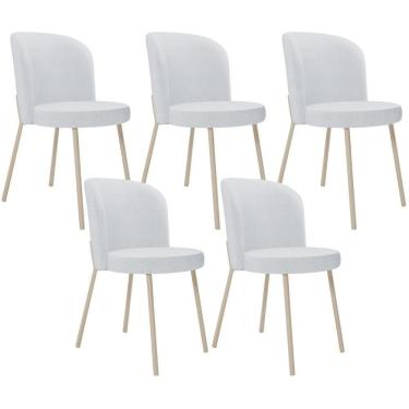 Imagem de Kit 05 Cadeiras Para Sala De Jantar Cozinha Estofada Gavi Arena L02 Linho Cinza - Lyam Decor