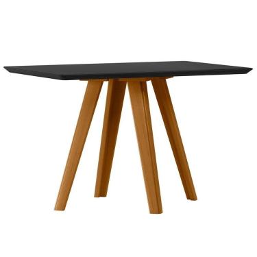 Imagem de Mesa De Jantar Para 4 Lugares 1,20m Tampo Mdf Com Vidro Mariah Ypê/preto - New Ceval