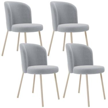 Imagem de Kit 04 Cadeiras Para Sala De Jantar Cozinha Estofada Gavi Arena L02 Bouclê Cinza - Lyam Decor