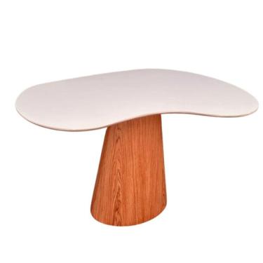 Imagem de Mesa De Jantar Cone Orgânica Beca 140x90cm Madeira Freijó E Offwhite