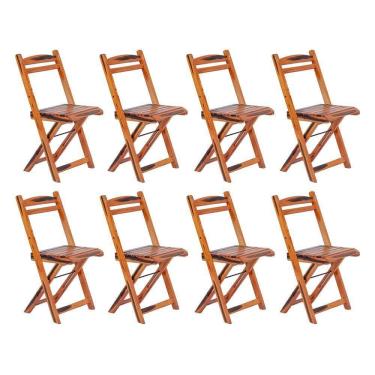 Imagem de Kit 8 Cadeiras Dobrável Madeira Maciça Ypê Perfeita Para Ambientes Externos E Cobertos Cerejeira