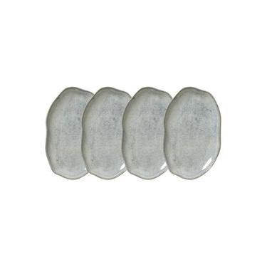 Imagem de Conjunto de Travessas Oval Rasa Média Porto Brasil Bio Green Granite 30x20cm - 4 Peças