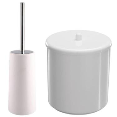 Imagem de Lixeira 6L Redondo Com Tampa + Escova Sanitária Com Suporte - Astra