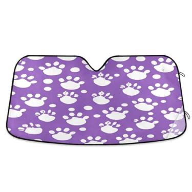 Imagem de ATTX Para-brisas de carro com estampas de patas fofas 134,6 cm x 59,7 cm Escudo solar universal com proteção UV, persiana de janela frontal automática dobrável para caminhões Sedans SUVs #210