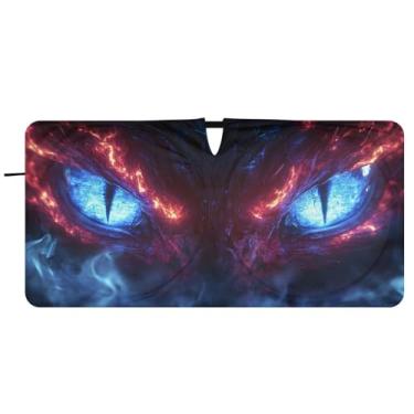 Imagem de ATTX Para-brisa de carro Cool Dragon Eyes - 149.9 cmx76.2 cm Universal Sun Shield Visor | Acessórios automotivos refletores de calor para proteção do para-brisa dianteiro #461