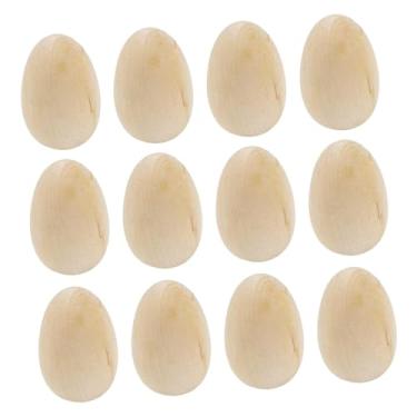 Imagem de Colaxi 12 Ovos de Madeira Pintáveis ​​(Sem Acabamento), Ovos de Madeira Artificiais para Crianças Brincarem de Cozinha, Brinquedos de Comida e Artesanato, Marrom