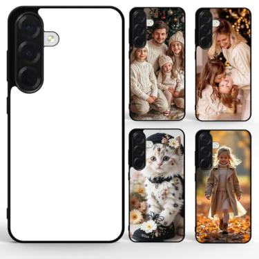 Imagem de FOQENCCI Capa em branco de sublimação para Galaxy S25FE 5G | 5 peças, TPU preto e alumínio para impressão, capa de telefone personalizada faça você mesmo, antiarranhões, antiderrapante, à prova de