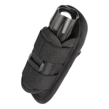Imagem de Coldre de lanterna tática, suporte de lanterna de nylon rotativo para cinto de serviço, estojo de transporte de luz de flash aberto com clipe de carretel de mosquetão de 360 graus para policiais de