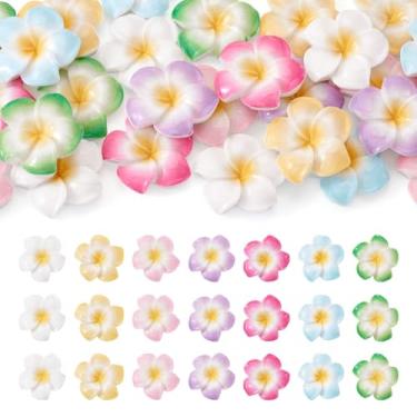 Imagem de Beadthoven 28 peças flor resina cabochão bonito plumeria flor cabochão flatback contas florais encantos ornamento kawaii slime encantos enfeites para scrapbooking artesanato clipes de cabelo decoração