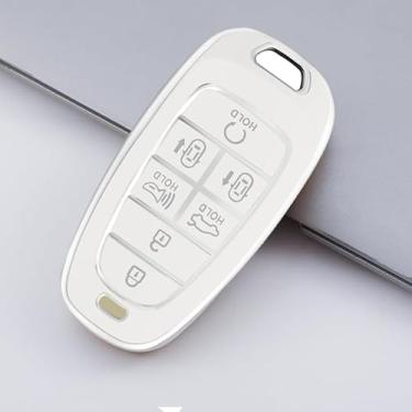 Imagem de Capa para chave de carro de TPU de 5/7 botões, compatível com Hyundai, compatível com capa para chave Santa Fe Tucson 2022 Nexo NX4 Atos Solaris Prime (acessório de reposição, não OEM)