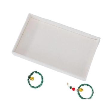 Imagem de 1 unidade, bandeja de joias para caixa de joias flocada, cor: bege - o
