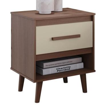 Imagem de Mesa De Cabeceira 1 Gaveta 50 Cm Mila Savana Off White Mobbs - MOBLIS 