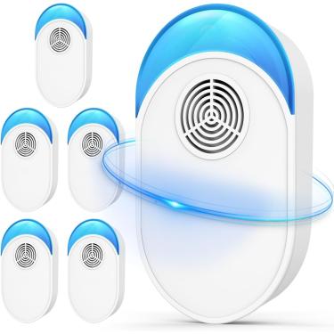 Imagem de Repelente ultrassônico atualizado, pacote com 6, repelente ultrassônico interno para baratas, roedores, ratos, insetos, formigas, mosquitos, ratos, aranha, plugue eletrônico para controle de pragas (6