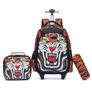 Imagem de Kit Swissport Mochila De Rodinhas Tubarão Escolar Lancheira Estojo Espaçosa-Masculino