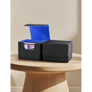 Imagem de MTG Commander Deck Box, Trading Card Storage Box Holds 100 Double-Sleeved Cards Suitable for TCG/CCG/PTCG/EDH/Magic/Sport Cards（Black&Blue）