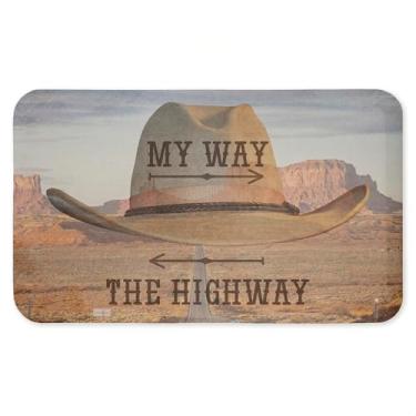 Imagem de Tapete antifadiga My Way Or The Highway, ergonômico acolchoado para cozinha e pé com suporte antiderrapante, tapete confortável ecológico, design por Marcus Prime, 76 cm x 45 cm