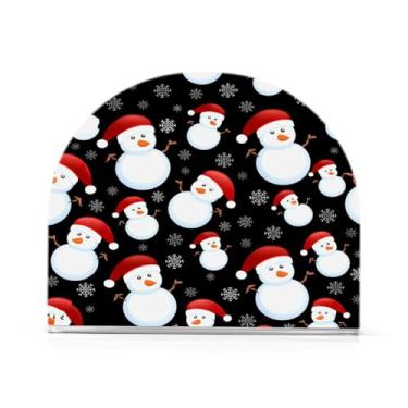 Imagem de JUZIHAI Porta-guardanapos para mesa, chapéus de boneco de neve de Natal, dispensador de guardanapo de acrílico, suporte de lenços independente de mesa para cozinha, jantar, bar, festa, decoração de
