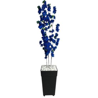 Imagem de Planta Artificial Cerejeira Rosa com Vaso Grande – Planta Decorativa Artificial para Sala, Escritório e Casa (Cerejeira Azul vaso Preto)