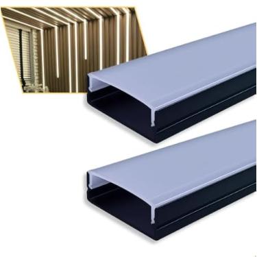 Imagem de Perfil Aluminio De Led Sobrepor Slim 30x10mm Com 2 Metros Preto
