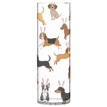 Imagem de JUZIHAI Happy Dogs Vaso para flores 9,9 cm x 30 cm Cilindro de plástico moderno vaso de flores para centro de mesa de casamento decoração de casa