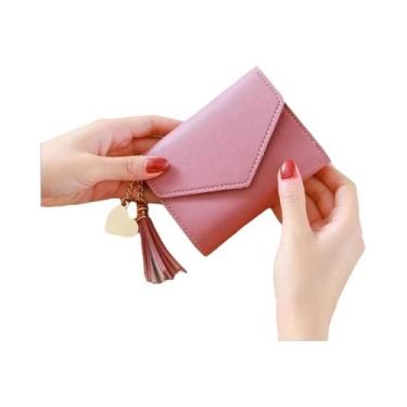 Imagem de Carteira Feminina De Couro PU Com Franjas E Fecho, Bolsa Pequena Moder