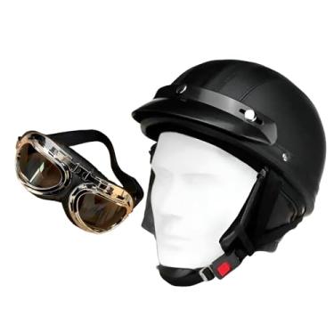 Imagem de Capacete Motociclista com Óculos de Proteção, ABS Preto, Kit Completo com Máscara Facial, Ajustável 54-60cm