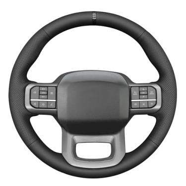 Imagem de MEWANT Capa de volante costurada à mão para Ford F-150 2021-2023 / F-150 Lightning 2022-2023 Acessórios de volante para Ford