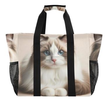 Imagem de ODAWA Ragdoll Cat Bolsa aberta para academia, praia, bolsa de viagem grande à prova d'água, Gato Ragdoll, One Size