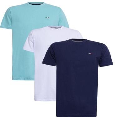Imagem de Kit 3  Camisetas Básicas com Bordado Algodão Itália Masculina-Masculino