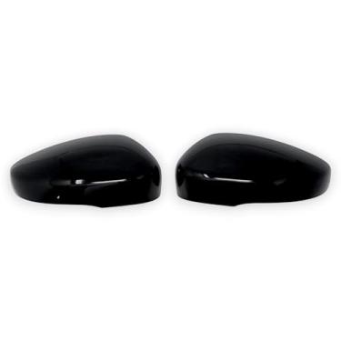 Imagem de Tampas de capa de espelho retrovisor lateral de carro preto brilhante com exclusão cromada compatíveis com Chrysler Pacifica 2017-2025, MC6389BLK