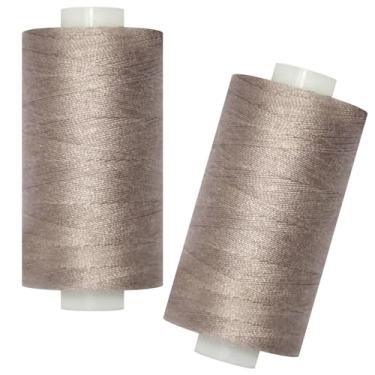 Imagem de Linha de costura multiuso - 2 carretéis de linha de costura manual de poliéster para máquina de costura para costura manual e à máquina (cinza concha, 2 carretéis)