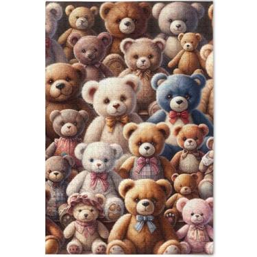 Imagem de Quebra-cabeças adultos fofos ursos de pelúcia 500 peças presentes divertidos de elefantes brancos personalizados arte principal pintura de brinquedo, 52 cm x 37,8 cm