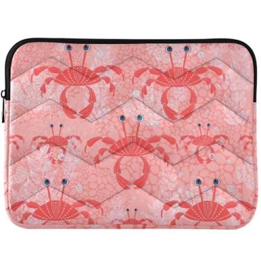 Imagem de Capa protetora decorativa para notebook personalizada com caranguejos fofos infantis rosa para notebook capa protetora universal 13 para laptop 14 polegadas