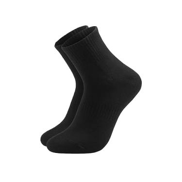 Imagem de Meias masculinas resistentes, meias absorventes hidratantes de cano médio e tornozelo, preto, branco e cinza, Preto, P
