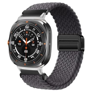 Imagem de RORFFK Pulseira esportiva trançada de nylon para Samsung Galaxy Watch Ultra, 47 mm, correa Galaxy Watch 7 Ultra (Space Gey)