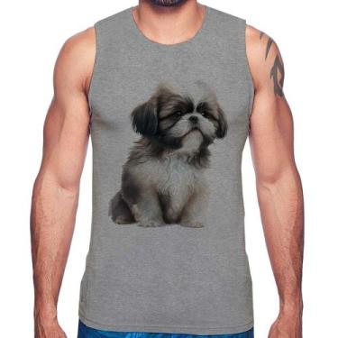 Imagem de Regata Cachorro Shih Tzu Filhote - Foca na Moda, Cinza, P